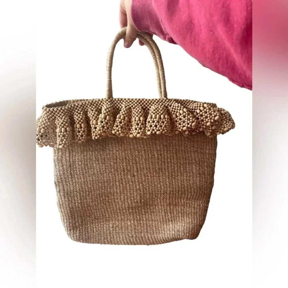 NWT Anthropologie Aranaz Ruffle-Trimmed Tote Bag